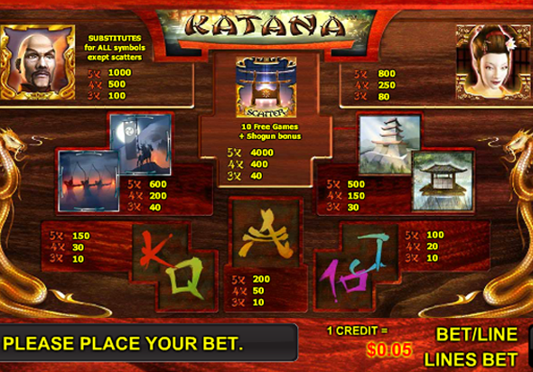 Комбинации из символов и их цены в автомате Katana